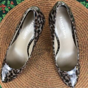 FRANCO SARTO Women's Cicero Platform Pump Size 7.5 M Faux Patent Leopard Print